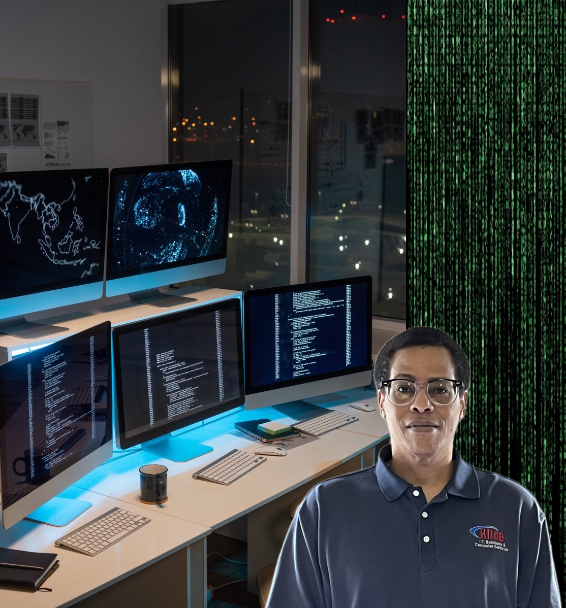 Jason Kline in the Kline IT Solutions operations center